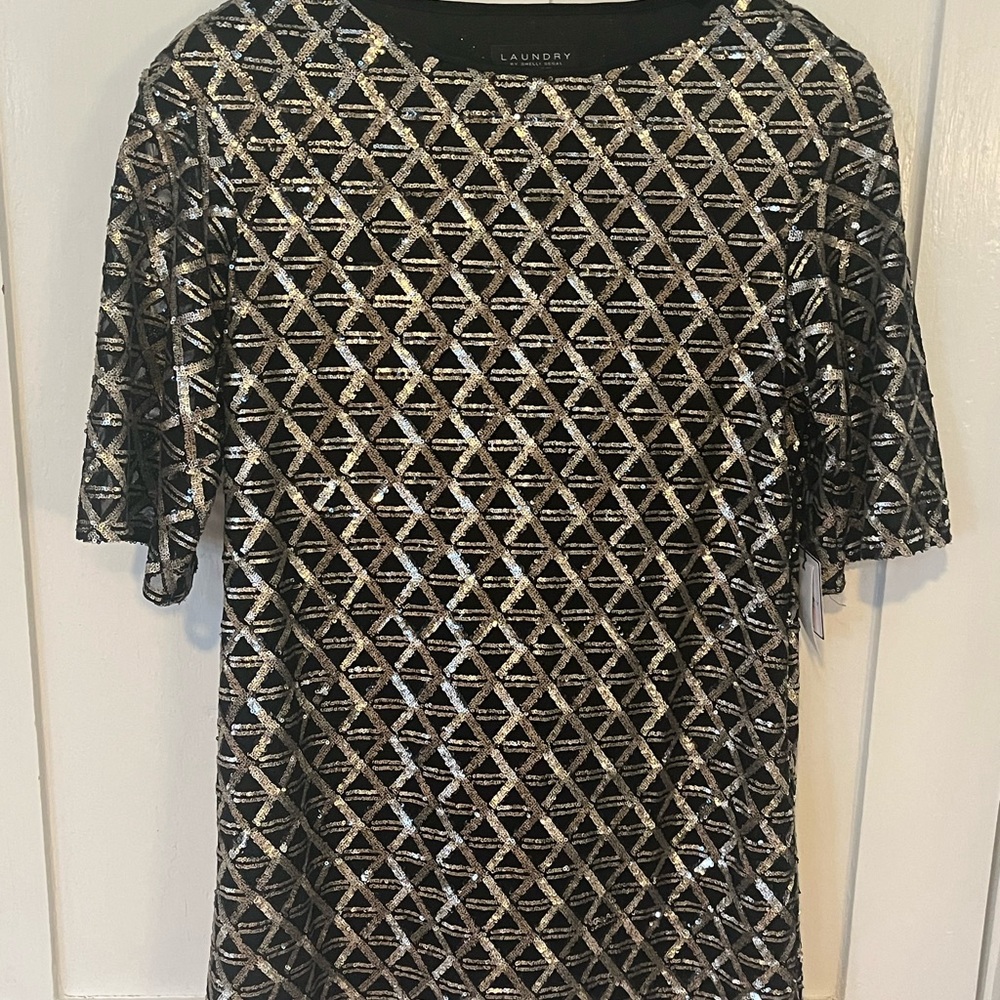 NWT DESIGNER WOMENS LAUNDRY SEQUIN SHIFT DRESS SIZE 10